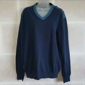 Perry Ellis Blue Tight Knit V-Neck Sweater